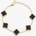 Four-Leaf Black Clover Link Bracelet